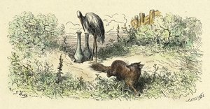 Tilki ve leylek (1861-1868 tarihli gravür) by Gustave Dore