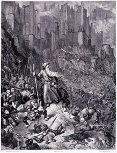 Savaşlar, levha IX - Pierre Dupont tarafından dolaşan La legende du Jeif için Gustave Dore (1832-1883) çizimi, baskı Librairie du Magasin Picturesque, Paris 1862 by Gustave Dore