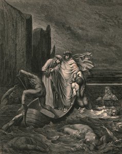 Bilge öğretmenim farkında, onu geri itiyor, c1890. by Gustave Dore
