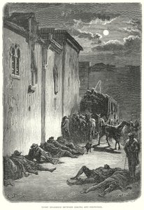 Gerona ve Perpignan Arasında Gece Çalışması (gravür) by Gustave Dore