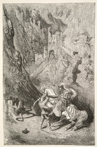 Yeşil Şapele Giden Yolda, Charles Henry Hanson tarafından yazılan Kral Arthur Günlerinin Öykülerinden, yayın. 1898 by Gustave Dore