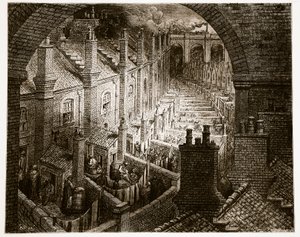 Londra Üzerinden - Trenle, William Blanchard Jerrold (1826-94) tarafından yazılmış ve Pannemaker tarafından oyulmuş, 
