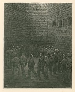 Newgate Hapishanesi egzersiz bahçesinde Mahkumlar by Gustave Dore