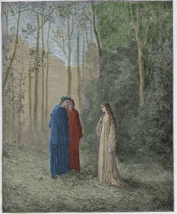 Purgatorio, Canto 5: Dante, Pia de Tolomei ile konuşuyor by Gustave Dore