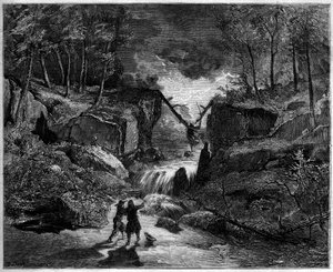Bir operanın temsili: seldeki çılgın mezar - Son sahne, “Pardon de Ploermel”in II. perdesi, Michel Carre (1819-1872) ve Jules Barbier (1822-1901) tarafından bir libretto üzerine 1859 komik operası ve Giacomo Meyerbeer (1791-1864) tarafından bir müzik - Tiy by Gustave Dore