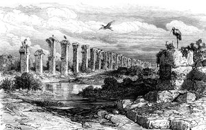 Roma su kemeri, Merida, İspanya, 19. yüzyıl by Gustave Dore