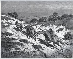 Sancho Panza, Don Kişot ve binekleri Yangers