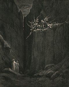 Ayakları alttaki yatağın en alt kısmına zar zor ulaşmıştı, c1890. by Gustave Dore