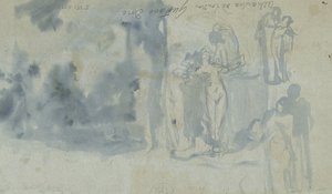 Çıplak bir kadın da dahil olmak üzere insan çizimleri by Gustave Dore