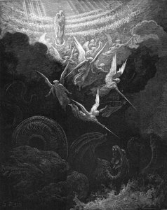 Başmelek Mikail ve melekleri ejderhayla savaşırken, 1865-1866 by Gustave Dore