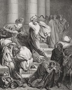 Tapınaktan Sürülmüş Alıcılar ve Satıcılar, Luka 19:45-46, Dore