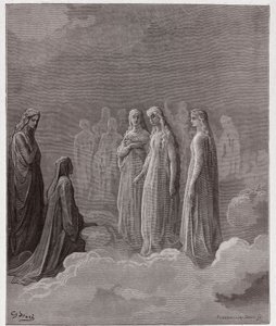 İlahi Komedya (La Divina Comedia, La Divine Comedie), Paradiso, Canto 3: İlk bölge: Piccarda Donati ve yeminleri bozulan ruhlar - Dante Alighieri (1265-1321) - Gustave Dore