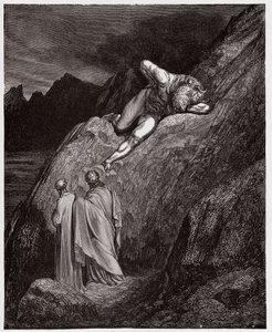 İlahi Komedya (La Divina Commedia, La Divine Comedie), Cehennem, Canto 12: Paramparça uçurumdaki Minotaur - Dante Alighieri (1265-1321) - Çizim Gustave Dore (1832-1883) by Gustave Dore
