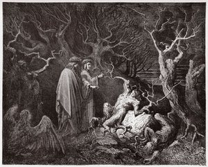 İlahi Komedya (La Divina Commedia, La Divine Comedie), Cehennem, Canto 13: Ormandaki İntiharlar - Dante Alighieri (1265-1321) - Çizim Gustave Dore (1832-1883) by Gustave Dore