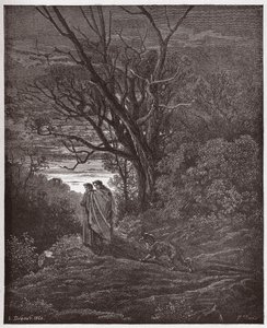 İlahi Komedya (La Divina Commedia, La Divine Comedie), Cehennem, Canto 1: Dişi Kurt Görünüyor - Dante Alighieri (1265-1321) - Çizim Gustave Dore (1832-1883) by Gustave Dore