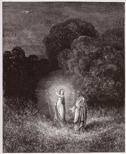 İlahi Komedya (La Divina Commedia, La Divine Comedie), Cehennem, Canto 2: Beatrice ve Virgil - Dante Alighieri (1265-1321) - Çizim Gustave Dore (1832-1883) by Gustave Dore