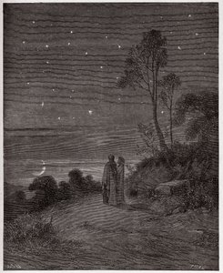 İlahi Komedya (La Divina Commedia, La Divine Comedie), Cehennem, Canto 2: İlk gecenin kararan gökyüzü - Dante Alighieri (1265-1321) - Çizim Gustave Dore (1832-1883) by Gustave Dore