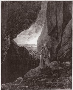 İlahi Komedya (La Divina Commedia, La Divine Comedie), Cehennem, Canto 34: Virgil ve Dante üst dünyaya yükselir - Dante Alighieri (1265-1321) - Çizim Gustave Dore (1832-1883) by Gustave Dore