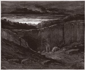 İlahi Komedya (La Divina Commedia, La Divine Comedie), Cehennem, Canto 3: Virgil ve Dante Cehennemin Kapılarında - Dante Alighieri (1265-1321) - Çizim Gustave Dore (1832-1883) by Gustave Dore