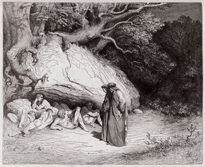 İlahi Komedya (La Divina Commedia, La Divine Comedie), Cehennem, Canto 4: Araftaki masum ruhlar - Dante Alighieri (1265-1321) - Çizim Gustave Dore (1832-1883) by Gustave Dore