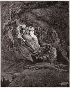 İlahi Komedya (La Divina Commedia, La Divine Comedie), Cehennem, Canto 5: Francesca ölümünü anlatıyor - Dante Alighieri (1265-1321) - Çizim Gustave Dore (1832-1883) by Gustave Dore