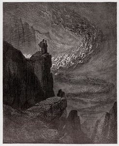 İlahi Komedya (La Divina Commedia, La Divine Comedie), Cehennem, Canto 5: Minos, ihlalleri yargılar ve ruhları gönderir - Dante Alighieri (1265-1321) - Çizim Gustave Dore (1832-1883) by Gustave Dore