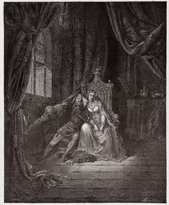 İlahi Komedya (La Divina Commedia, La Divine Comedie), Cehennem, Canto 5: Paolo ve Francesca - Dante Alighieri (1265-1321) - Çizim Gustave Dore (1832-1883) by Gustave Dore