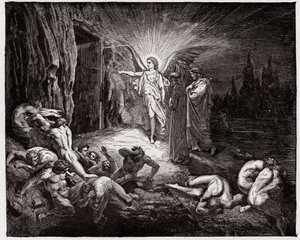 İlahi Komedya (La Divina Commedia, La Divine Comedie), Cehennem, Canto 9: Melek kapıları açar - Dante Alighieri (1265-1321) - Gustave Dore tarafından yapılan illüstrasyon (1832-1883) by Gustave Dore