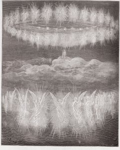 İlahi Komedya (La Divina Commedia, La Divine Comedie), Paradiso, Canto 12: Güneşte yüceltilmiş ruhların halkaları - Dante Alighieri (1265-1321) - Çizim Gustave Dore (1832-1883) by Gustave Dore