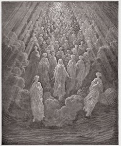İlahi Komedya (La Divina Commedia, La Divine Comedie), Paradiso, Canto 5: İkinci alemde sayısız parlayan ruhların ev sahibi - Dante Alighieri (1265-1321) - Gustave Dore