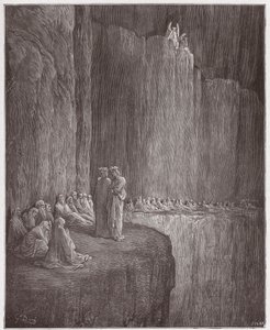 İlahi Komedya (La Divina Commedia, La Divine Comedie), Purgatorio, Canto 13: Sapia suçlu hayatını temizler - Dante Alighieri (1265-1321) - Gustave Dore