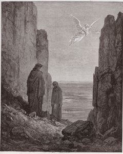 İlahi Komedya (La Divina Commedia, La Divine Comedie), Araf, Canto 19: Şairler beşinci daireye yükselir - Dante Alighieri (1265-1321) - Gustave Dore