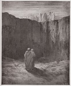 İlahi Komedya (La Divina Commedia, La Divine Comedie), Araf, Canto 3: Uçurumdaki ruhların şirketi - Dante Alighieri (1265-1321) - Çizim Gustave Dore (1832-1883) by Gustave Dore