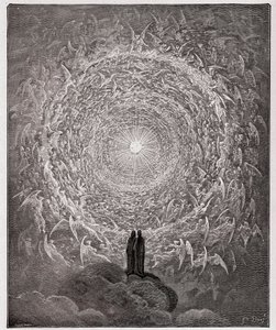 İlahi Komedya, Paradiso, Canto 31: Kutsal kalabalık göklerde bir gül oluşturur (rose celeste) - Dante Alighieri (1265-1321) by Gustave Dore
