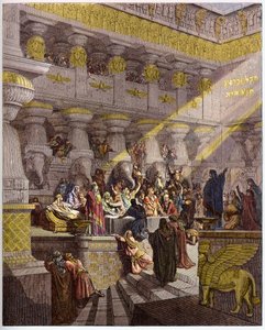 Balthazar Bayramı - Belşazar Bayramı - Belşazar Bayramı - Gustave Dore (1832-1883) tarafından “İncil illustree”deki gravür - “” Dore İncili”nden gravür by Gustave Dore