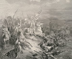 Kutsal İncil. 1866. Makabilerin meleği. Oymak by Gustave Dore