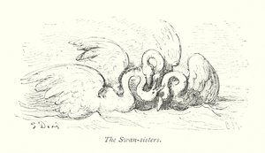 Kuğu Kız Kardeşler (gravür) by Gustave Dore