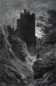 Korku kalesi - Gustave Doré tarafından korku resmi, gravür by Gustave Dore