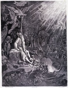 Son yargı işkencenize son verecek... Plaka XII - Gustave Dore (1832-1883), Pierre Dupont tarafından dolaşan La legende du jeif için resim, Librairie du magasin pitoresk baskı, Paris 1862 by Gustave Dore