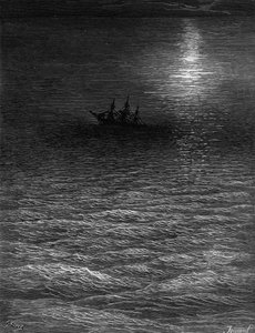 Mehtaplı bir denizde mahsur kalan gemi, S.T. Coleridge, Harper und Brothers tarafından yayınlandı, New York, 1876 (wwod gravürü) by Gustave Dore