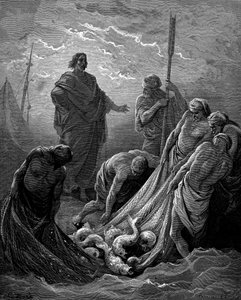 Balıkların mucizevi çekimi, 1866 by Gustave Dore