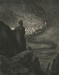 Huzursuz bir öfkeyle cehennemin fırtınalı patlaması ruhları harekete geçirir, c1890. by Gustave Dore