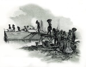 Charcoal unchargeurs aux forges d'Ivry-sur-Seine (Ivry sur Seine demirhanelerinde bitümlü kömürü (veya siyah kömürü) boşaltan liman işçileri) Gustave Fraipont'un (1849-1923) çizimi, Saint-Juirs'den alınmıştır. by Gustave Fraipont