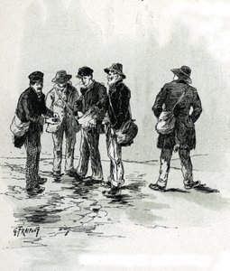 Sokak tacirleri puro ve sigara bahşişleri, Maubert bölgesi, Paris Gustave Fraipont'un çizimi (1849-1923), Saint-Juirs'in “La seine a travers Paris”inden alıntılar