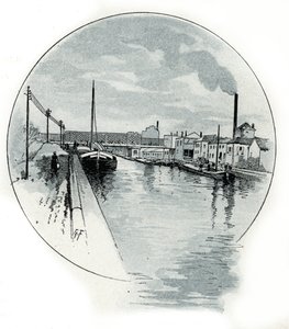 Saint-Juirs'tan Gustave Fraipont'un (1849-1923) Paris'teki canal de l'Ourcq üzerindeki quai de l'Oise manzarası by Gustave Fraipont