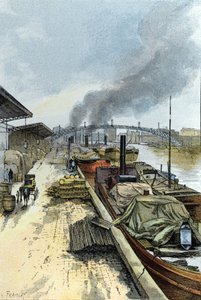 Saint-Juirs'tan Gustave Fraipont (1849-1923) tarafından Paris'teki Canal de la Villette'in görünümü by Gustave Fraipont
