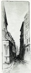 Paris'teki Maubert meydanı yakınlarındaki Hotel Colbert caddesinin görünümü Saint-Juirs'tan Gustave Fraipont'un (1849-1923) çizimi by Gustave Fraipont