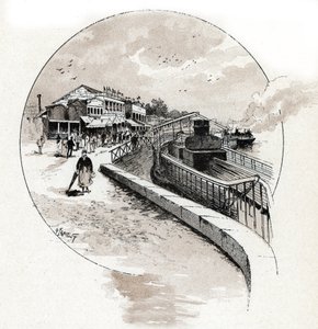 Point du Jour bölgesinin görünümü, Boulogne Billancourt (Point du Jour bölgesinin görünümü, Boulogne-Billancourt) Çizim, Gustave Fraipont (1849-1923), Saint-Juirs'tan by Gustave Fraipont