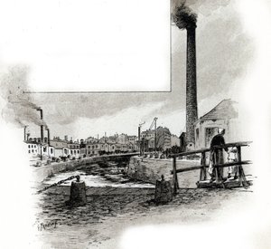 Temizlik döneminde Saint-Martin kanalının kurumuş nehir yatağının görünümü Gustave Fraipont'un (1849-1923) çizimi, Saint-Juirs'in “La seine a travers Paris”inden alıntılar by Gustave Fraipont