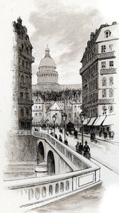 Rue de Bellay ve Pantheon kubbesinin görünümü, Paris (Rue du Bellay ve Pantheon kubbesinin görünümü, 5. bölge, Paris) Saint-Juirs'den Gustave Fraipont (1849-1923) çizimi by Gustave Fraipont